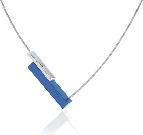 CLIC JEWELLERY STERLING SILVER WITH ALUMINIUM NECKLACE BLUE CS008B