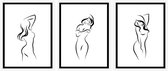 vrouwen posters -tekening posters - sexy posters - huiskamer - Posters - dames Kamer - slaapkamer - 3 Posters - Dames Poster - Vrouwen Wanddecoratie - 20x30 cm - Poster Slaapkamer – Kamerpost