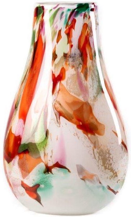 Design vaas Organic - Fidrio MIXED COLOURS - glas, mondgeblazen bloemenvaas - diameter 28 cm hoogte 40 cm