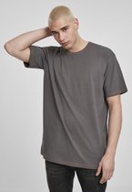 Urban Classics Heren Tshirt -S- Heavy Oversized Contrast Stitch Grijs/Oranje