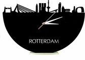 Skyline Klok Rotterdam Zwart hout - Ø 40 cm - Woondecoratie - Wand decoratie woonkamer - WoodWideCities