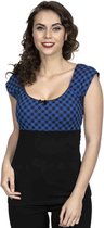 Pussy Deluxe Top -S- Blue Vichy Zwart