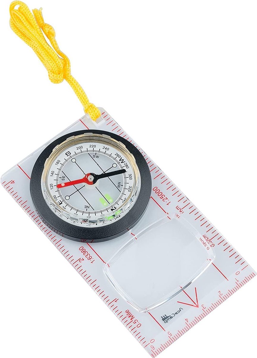 Acecamp Kaartenkompas Fluorescent 11 Cm Wit/geel