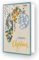 Diamond painting kerstkaarten - DDG.009 Diamond Dotz® - Kerstkaart merry christmas blauw - 12,6 x 17,7 cm