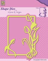 SDL017 Shape Die Nellie Snellen - Lene Design - lente bloemen Tulp - tulpen kader rechthoek 6,5 x 9 cm