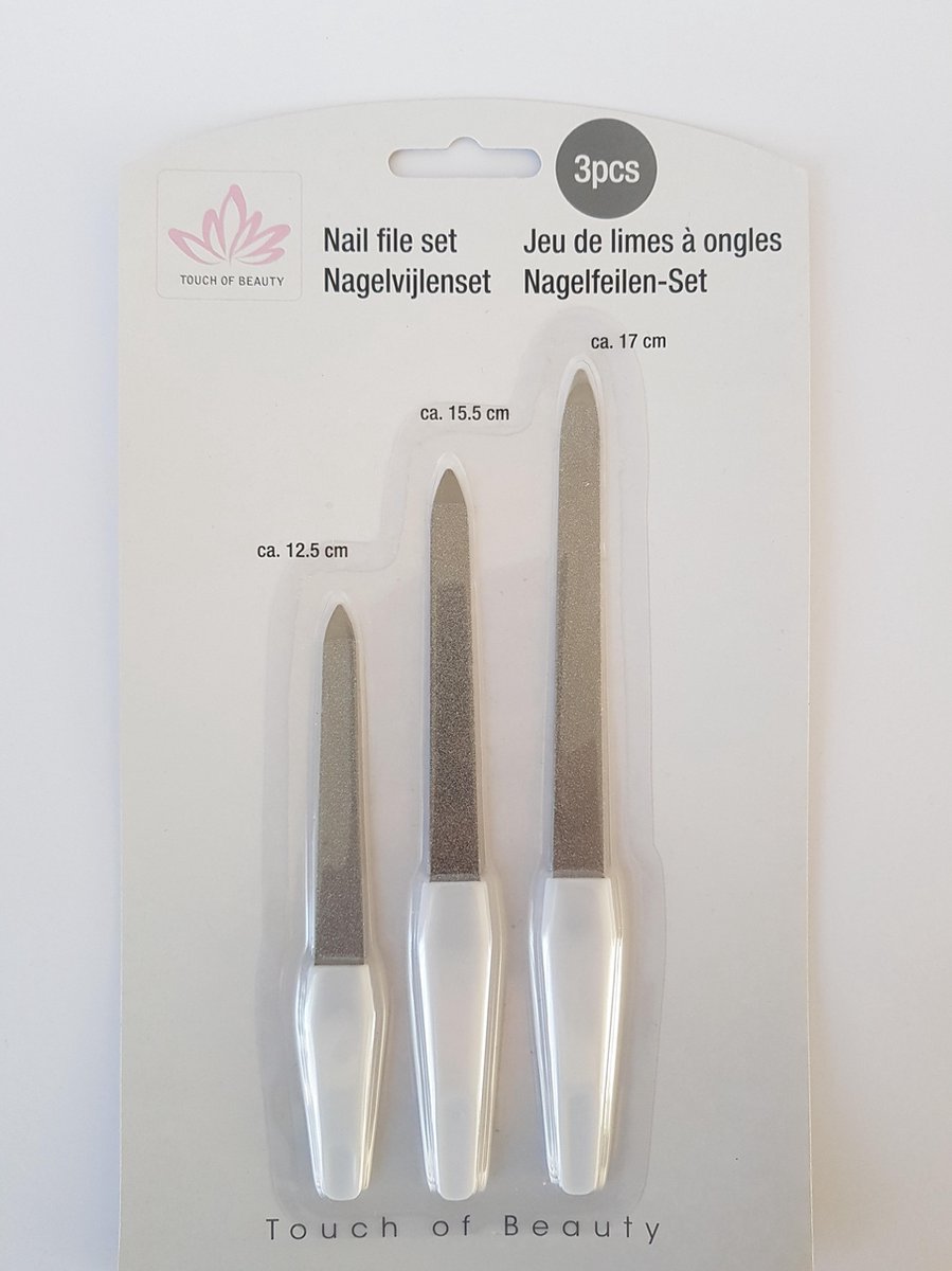 Nagelvijlenset 3 stuks 3 verschillende lengtes - grof en fijne zijde