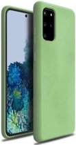 Silicone case Samsung Galaxy S20 Plus - lichtgroen met Privacy Glas