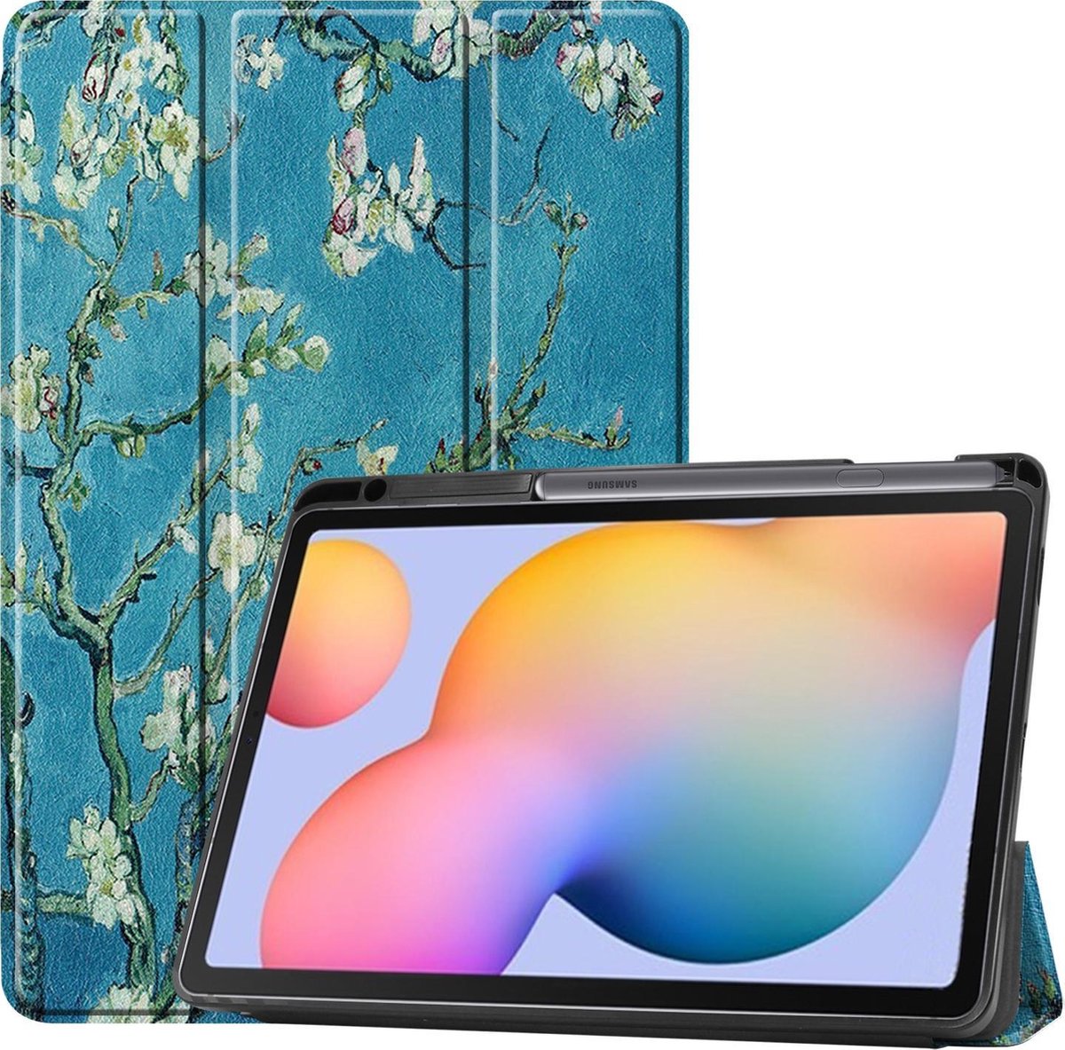 Samsung Galaxy Tab S6 Lite hoes TriFold Book Case met Stylus Pen