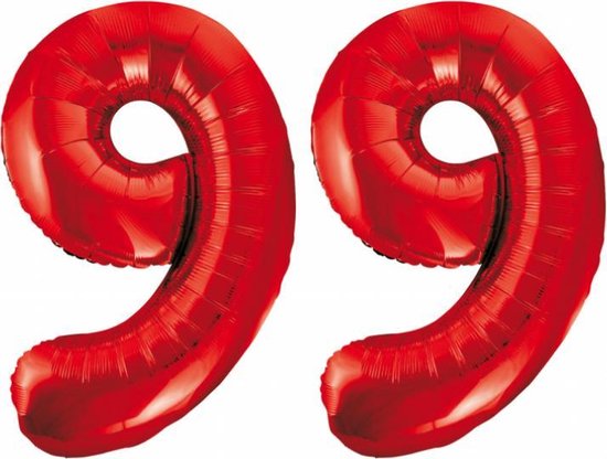 Folieballon 99 jaar rood 86cm