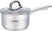 RVS steelpan met glazen deksel en handvat, 16 cm doorsnede, merk Klausberg.
