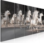 Schilderijen Op Canvas - Schilderij - Unicorns Run (5 Parts) Narrow 225x90 - Artgeist Schilderij