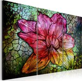 Schilderijen Op Canvas - Schilderij - A rainbow-hued abstract flower 90x60 - Artgeist Schilderij