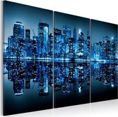 Schilderijen Op Canvas - Schilderij - Manhattan in blue shade 120x80 - Artgeist Schilderij