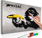 Peintures sur toile - Peinture à faire soi-même sur toile - Singe (Banksy Street Art Graffiti) 60x40 - Artgeist Peinture