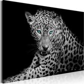 Schilderijen Op Canvas - Schilderij - Leopard Portrait (1 Part) Wide 90x60 - Artgeist Schilderij