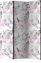 Kamerscherm - Scheidingswand - Vouwscherm - Flamingos and Twigs [Room Dividers] 135x172 - Artgeist Vouwscherm