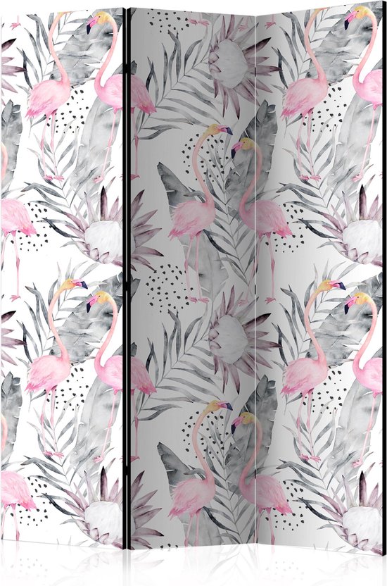 Kamerscherm – Scheidingswand – Vouwscherm – Flamingos and Twigs [Room Dividers] 135×172 – Artgeist Vouwscherm