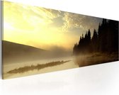 Schilderijen Op Canvas - Schilderij - Mist over een meer 135x45 - Artgeist Schilderij