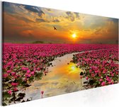 Schilderijen Op Canvas - Schilderij - Lily Field (1 Part) Narrow 135x45 - Artgeist Schilderij
