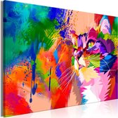 Schilderijen Op Canvas - Schilderij - Colourful Cat (1 Part) Wide 120x80 - Artgeist Schilderij