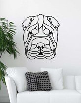 Shar Pei Geometrisch Hout 90 x 107 cm Black - Honden - Wanddecoratie