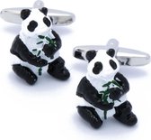 Manchetknopen - Panda met Bamboe Zwart en Wit