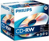 Philips CD-RW 80Min - 700MB - Speed 4-12x - Jewelcase - 10 stuks