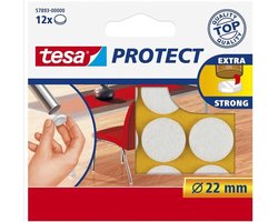 12x Tesa meubelvilt rond wit 2,2 cm - Klusbenodigdheden - Huishouding - Vloerbescherming - Beschermvilt - Meubelvilt - Viltglijders - Anti-kras vilt