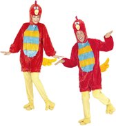 Widmann - Fantasie Onesie Pluche Rode Vogel Kostuum - Rood - Medium - Carnavalskleding - Verkleedkleding
