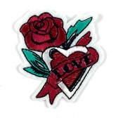 Love Tattoo Strijk Embleem Patch Bordeaux Rood 6 cm / 7 cm / Rood Groen Zwart