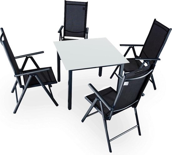 Casaria Tuinset Bern – 4 Stoelen & 1 Tafel Aluminium - Antraciet