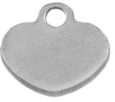 Stainless Steel Bedel Hartje (6 x 6 mm) Antiek Zilver (100 Stuks)