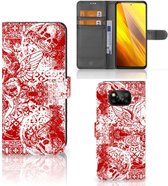 GSM Hoesje Xiaomi Poco X3 | Poco X3 Pro Book Style Case Angel Skull Red