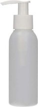 12 x 100 ml fles Basic Round HDPE naturel + Dispenserpomp PP wit BPA vrij kunststof, hervulbaar, onbreekbaar, recyclebaar, lege fles