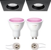 Pragmi Rodos Pro - Inbouw Vierkant - Mat Zwart - 93mm - LED Spot Set GU10 - White and Color Ambiance - Bluetooth