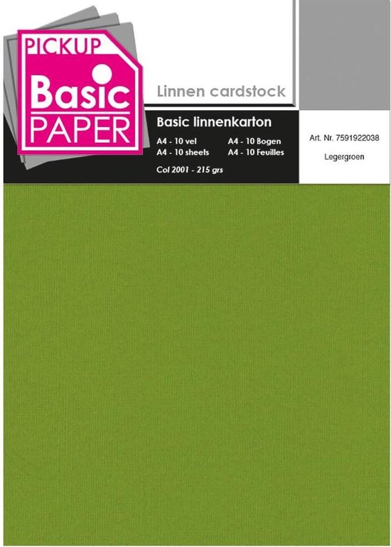 Carton Lin Basic A4 Vert Armée - 10 feuilles - 215 g | bol