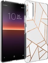 iMoshion Design voor de Sony Xperia 10 II hoesje - Grafisch Koper - Wit / Goud