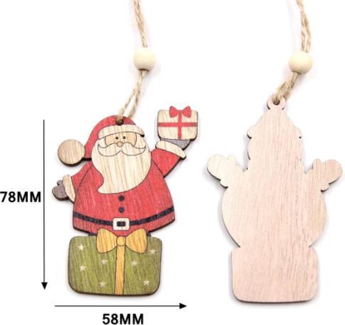 Houten kerst ornamenten 5 stuks Kerstboom hangers versiering