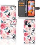 Smartphone Hoesje Geschikt voor Samsung Galaxy M11 | A11 Flipcase Cadeautjes voor Moederdag Butterfly Roses