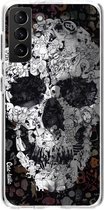 Casetastic Samsung Galaxy S21 Plus 4G/5G Hoesje - Softcover Hoesje met Design - Doodle Skull BW Print