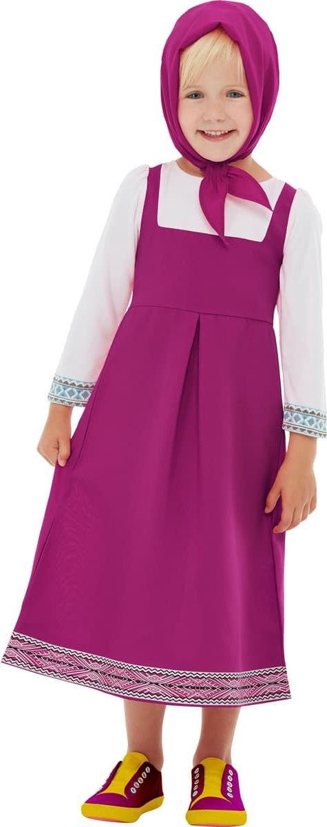 FUNIDELIA Masha Kostuum voor meisjes - Masha en de Beer - Maat: 104 - 113 cm