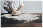 Dibond - Bakker Brood aan het Maken - 60x40cm Foto op Aluminium (Met Ophangsysteem)