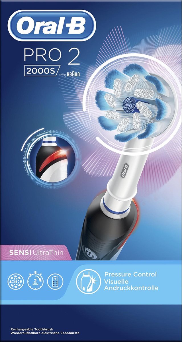 uitsterven Mangel pot Oral-B Pro 2 2000S Sensi Ultrathin - Elektrische tandenborstel - Zwart |  bol.com