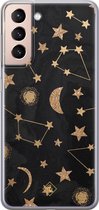 Samsung S21 hoesje siliconen - Counting the stars | Samsung Galaxy S21 case | zwart | TPU backcover transparant