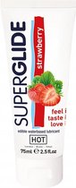 HOT Superglide edible lubricant waterbased - strawberry - 75 ml - Lubricants - Discreet verpakt en bezorgd