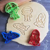 Koekjesvorm | 3-delige set | Ruimtevaart| Astronaut - Raket - Space Shuttle | Cookie cutter | Uitsteekvorm | Bakvorm | 8cm