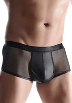 Wetlook & mesh Men's shorts - Black - Maat S - Lingerie For Him - black - Discreet verpakt en bezorgd