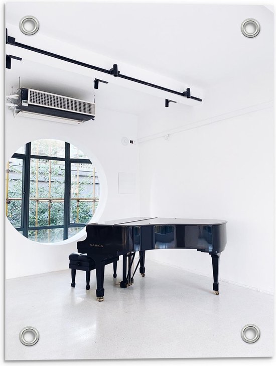 Tuinposter – Piano in Witte Ruimte - 30x40cm Foto op Tuinposter  (wanddecoratie voor buiten en binnen)
