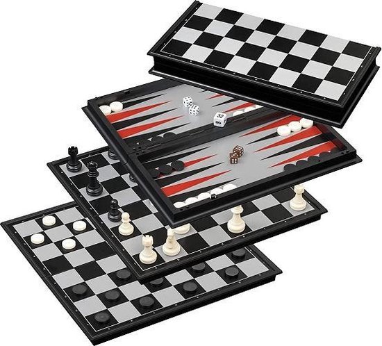 Afbeelding van het spel Backgammon, Schaken & Dammen 3in1 Magnetisch