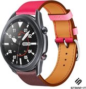 Lederen smartwatch bandje - geschikt voor Samsung Galaxy Watch 3 45mm / Galaxy Watch 1 46mm / Gear S3 Classic & Frontier - knalroze/roodbruin